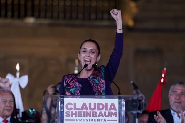 (240603) -- MEXICO CITY, June 3, 2024 -- Claudia Sheinbaum speaks during a celebration event in Mexico City, capital of Mexico, on June 3, 2024. Mexican climate scientist and former Mexico City mayor Claudia Sheinbaum celebrated her victory in Sunday s presidential elections as the candidate of the Let s Keep Making History coalition. Sheinbaum, aged 61, will become Mexico s first woman president in its more than 200 years of independence. (Photo by Xinhua) MEXICO-MEXICO CITY-PRESIDENTIAL ELECTIONS-CLAUDIA SHEINBAUM-CELEBRATION FranciscoxCanedo 