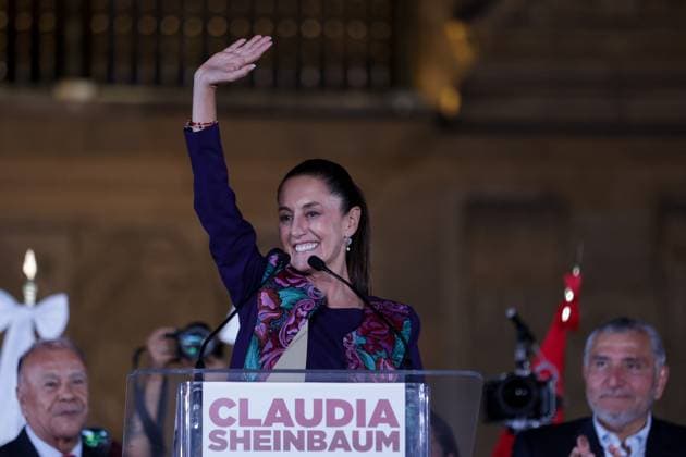 (240603) -- MEXICO CITY, June 3, 2024 -- Claudia Sheinbaum greets supporters during a celebration event in Mexico City, capital of Mexico, on June 3, 2024. Mexican climate scientist and former Mexico City mayor Claudia Sheinbaum celebrated her victory in Sunday s presidential elections as the candidate of the Let s Keep Making History coalition. Sheinbaum, aged 61, will become Mexico s first woman president in its more than 200 years of independence. (Photo by Xinhua) MEXICO-MEXICO CITY-PRESIDENTIAL ELECTIONS-CLAUDIA SHEINBAUM-CELEBRATION FranciscoxCanedo 