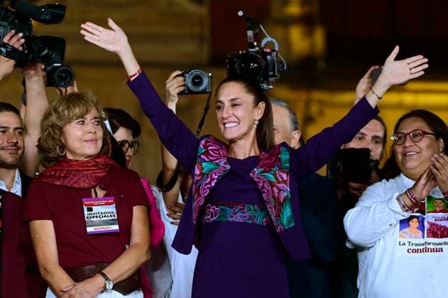 June 3, 2024, Mexico City, Mexico: Mexico™s left-leaning climate scientist CLAUDIA SHEINBAUM has secured enough votes to become the Latin American country™s first-ever female president. Sheinbaum gives a message to her supporters to celebrate her victory after know the electoral preliminary results of Mexico s general election. The 61 year old candidate won with around 58% of votes, according the preliminary electoral results. Mexico City Mexico - ZUMAe321 20240603_zia_e321_056 Copyright: xCarlosxTischlerx