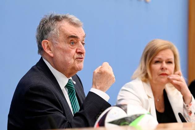Herbert Reul and Nancy Faeser at the Federal Press Conference 10 days before the European Championship Preparing the federal and state governments for security and cohesion at the Federal Press Conference Center Berlin, 04 06 2024 Foto:xF.xKernx xFuturexImagex em_4626