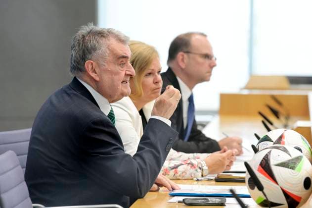 Herbert Reul and Nancy Faeser at the Federal Press Conference 10 days before the European Championship Preparing the federal and state governments for security and cohesion at the Federal Press Conference Center Berlin, 04 06 2024 Foto:xF.xKernx xFuturexImagex em_4629