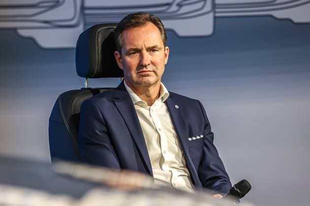 Ceremony 50 years of Golf production at Volkswagen in Wolfsburg Ceremony 50 years of Golf production, event room, stage, Thomas Schäfer, CEO of the Volkswagen Passenger Cars brand, Member of the Board of Management of Volkswagen AG and Head of the Core Wolfsburg brand group VW plant Wolfsburg Lower Saxony Germany