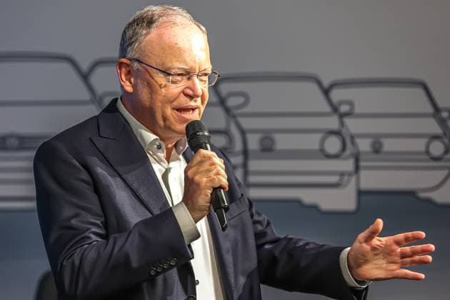 Ceremony 50 years of Golf production at Volkswagen in Wolfsburg Ceremony 50 years of Golf production, event room, stage, Stephan Weil, Nds Minister President SPD Wolfsburg VW plant Wolfsburg Lower Saxony Germany