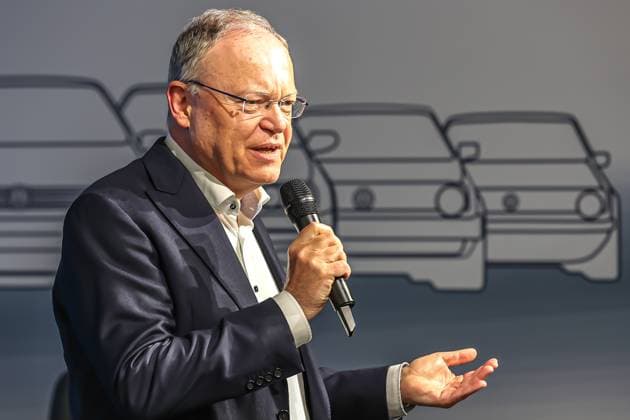 Ceremony 50 years of Golf production at Volkswagen in Wolfsburg Ceremony 50 years of Golf production, event room, stage, Stephan Weil, Nds Minister President SPD Wolfsburg VW plant Wolfsburg Lower Saxony Germany