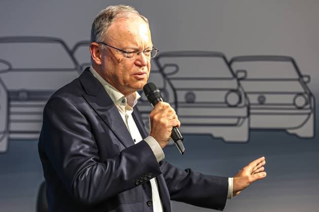 Ceremony 50 years of Golf production at Volkswagen in Wolfsburg Ceremony 50 years of Golf production, event room, stage, Stephan Weil, Nds Minister President SPD Wolfsburg VW plant Wolfsburg Lower Saxony Germany