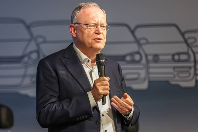 Ceremony 50 years of Golf production at Volkswagen in Wolfsburg Ceremony 50 years of Golf production, event room, stage, Stephan Weil, Nds Minister President SPD Wolfsburg VW plant Wolfsburg Lower Saxony Germany
