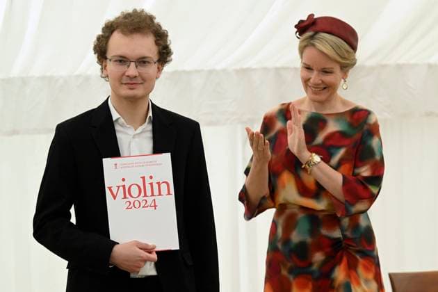 Presentation of prizes to the winners of the Queen Elisabeth Competition 2024 BRUSSELS, BELGIUM - JUNE 04: Presentation of prizes to the winners of the twentieth edition of the Queen Elisabeth Competition dedicated to the violin in the presence of Queen Mathilde. First Prize 2024 (Queen Elisabeth International Grand Prix) : Dmytro Udovychenko (Ukraine) on June 04, 2024 in Brussels, Belgium, 04 06 2024 Brussels Belgium  Copyright: xDidierxLebrunx