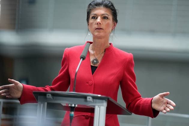 Pressekonferenz, Bündnis Sahra Wagenknecht Pressekonferenz, Bündnis Sahra Wagenknecht, BSW, Parteivorsitzende, Sahra Wagenknecht Berlin Berlin GER *** Press conference, Alliance Sahra Wagenknecht Press conference, Alliance Sahra Wagenknecht, BSW, Party Chairwoman, Sahra Wagenknecht Berlin Berlin GER