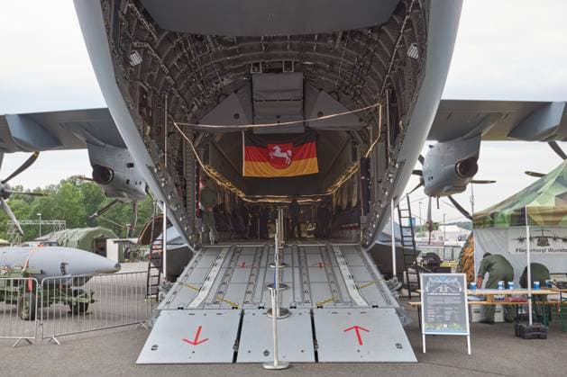 Airbus A400M - ILA 2024 Internationale Luft- und Raumfahrtausstellung 2024 auf dem Flughafen Berlin Brandenburg (BER) Willy Brandt am 05.06.2024. ILA 2024 *** Airbus A400M ILA 2024 International Aerospace Exhibition 2024 at Berlin Brandenburg Airport BER Willy Brandt on 05 06 2024 ILA 2024