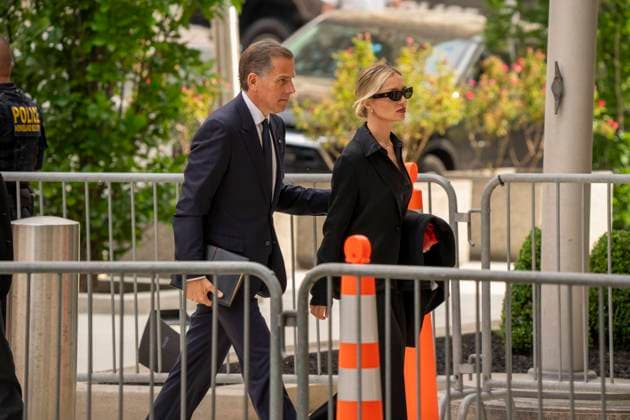 Hunter Biden, son of U.S. President Joe Biden, arrives at the federal court with his wife Melissa Cohen Biden, at the J. Caleb Boggs Federal Building on the third day of trial on criminal gun charges for Biden in Wilmington, DE on Wednesday, June 5, 2024.  WIL2024060513 KenxCedeno