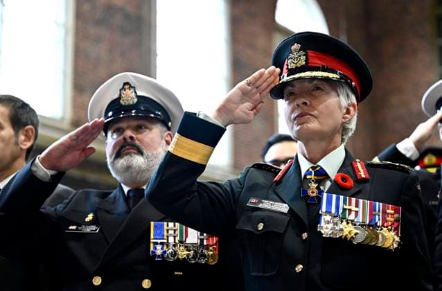 June 6, 2024, Ottawa, On, CAN: Lt-Gen. Jennie Carignan salutes during a ceremony marking the 80th anniversary of D-Day and the Battle of Normandy, at the Cartier Drill Hall in Ottawa, on Thursday, June 6, 2024. Ottawa CAN  - ZUMAc35_ 20240606_zaf_c35_059 Copyright: xJustinxTangx