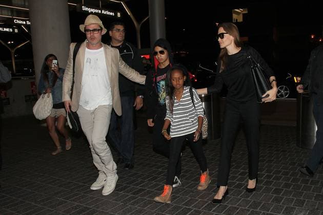 Brad Pitt and Angelina Jolie with their children Maddox and Zahara seen leaving LAX 120345, Brad Pitt and Angelina Jolie with their children Maddox and Zahara seen leaving LAX. Los Angeles, California - June 6, 2014.,  Copyright: xBruja JeffxSteinberg,xPacificCoastNewsx xAvalonx 0533708376