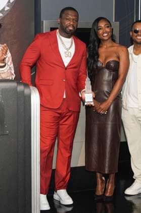 50 Cent and Patina Miller at the press event for the final 4 season of the TV series Power Book II Ghost , Black Music Month and the 10th anniversary of the TV series Power at the Empire State Building New York, 06 06 2024 Foto:xJ.xNacionx xFuturexImagex power_4604