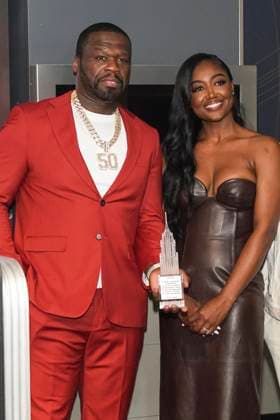 50 Cent and Patina Miller at the press event for the final 4 season of the TV series Power Book II Ghost , Black Music Month and the 10th anniversary of the TV series Power at the Empire State Building New York, 06 06 2024 Foto:xJ.xNacionx xFuturexImagex power_4605