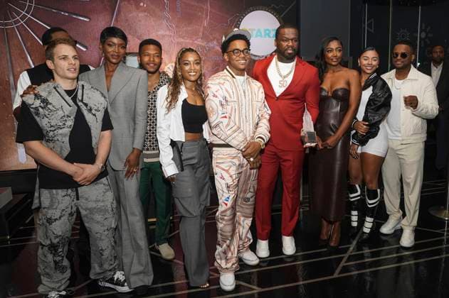 Gianni Paolo, Woody McClain, Caroline Chikezie, Lovell Adams Gray, LaToya Tonodeo, Michael Rainey Jr , 50 Cent, Patina Miller, Alix Lapri and Larenz Tate at the press event for the final 4 season of the TV series Power Book II Ghost , Black Music Month and the 10th anniversary of the TV series Power at the Empire State Buildung New York, 06 06 2024 Foto:xJ.xNacionx xFuturexImagex power_4607