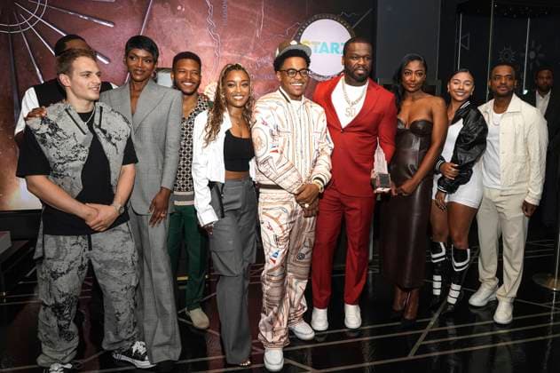 Gianni Paolo, Woody McClain, Caroline Chikezie, Lovell Adams Gray, LaToya Tonodeo, Michael Rainey Jr , 50 Cent, Patina Miller, Alix Lapri and Larenz Tate at the press event for the final 4 season of the TV series Power Book II Ghost , Black Music Month and the 10th anniversary of the TV series Power at the Empire State Buildung New York, 06 06 2024 Foto:xJ.xNacionx xFuturexImagex power_4608