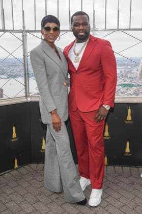 Caroline Chikezie and 50 Cent at the press event for the final 4 season of the TV series Power Book II Ghost , Black Music Month and the 10th anniversary of the TV series Power at the Empire State Building New York, 06 06 2024 Foto:xJ.xNacionx xFuturexImagex power_4643