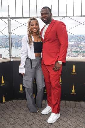 LaToya Tonodeo and 50 Cent at the press event for the final 4 season of the TV series Power Book II Ghost , Black Music Month and the 10th anniversary of the TV series Power at the Empire State Building New York, 06 06 2024 Foto:xJ.xNacionx xFuturexImagex power_4644