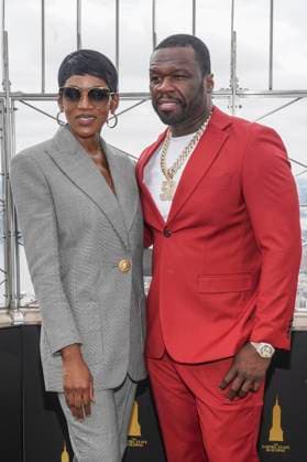 Caroline Chikezie and 50 Cent at the press event for the final 4 season of the TV series Power Book II Ghost , Black Music Month and the 10th anniversary of the TV series Power at the Empire State Building New York, 06 06 2024 Foto:xJ.xNacionx xFuturexImagex power_4645