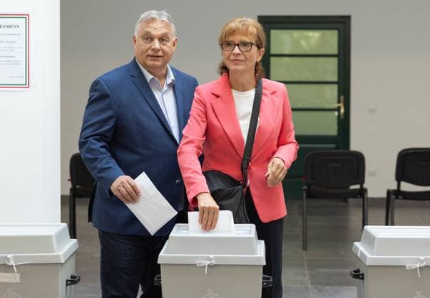 News Themen der Woche KW23 News Bilder des Tages (240609) -- BUDAPEST, June 9, 2024 -- Hungarian Prime Minister Viktor Orban and his wife vote for the European Parliament elections at a polling station in Budapest, Hungary, June 9, 2024. (Photo by Xinhua) HUNGARY-BUDAPEST-EUROPEAN PARLIAMENT ELECTIONS-VOTING AttilaxVolgyi 