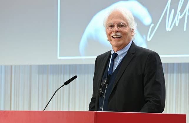 Journalist Thomas Roth speaks at the award ceremony for the Lev Kopolev Prize for Peace and Human Rights 2023 2024