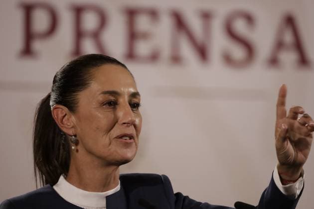 Mexico s incoming President, Claudia Sheinbaum Pardo, speaks during her first briefing at National Palace after meeting with outgoing president Andres Manuel Lopez Obrador. During the press conference she talked about her announcing her cabinet next week to begin the transition with the Mexican Government. Mexico City Mexico - ZUMAe321 20240610_zia_e321_048 Copyright: xLuisxBarronx
