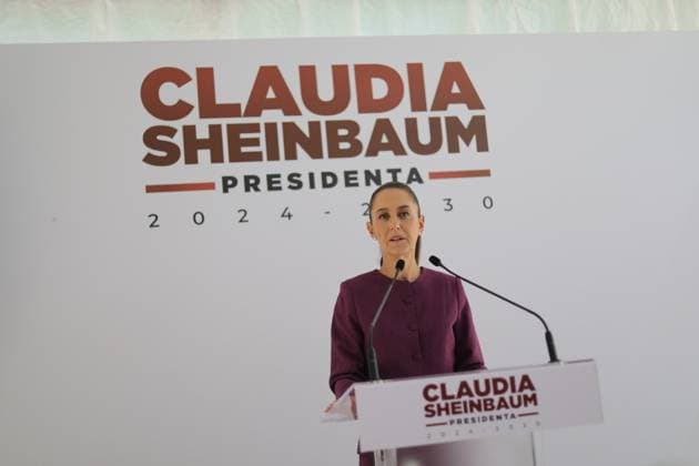 The elected President of Mexico, Claudia Sheinbaum Pardo, speaks during an briefing conference at the transition house located in the Iztapalapa mayor s office, where she will refine details to receive the American entourage with whom she will have a meeting. Mexico City Mexico - ZUMAe321 20240611_zia_e321_006 Copyright: xIanxRoblesx
