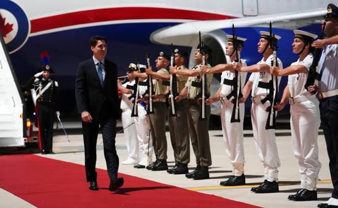 June 12, 2024, Grottaglie, Ityaly: Prime Minister Justin Trudeau arrives in Grottaglie, Italy on Wednesday, June 12, 2024., to attend the G7 Summit. Grottaglie Ityaly  - ZUMAc35_ 20240612_zaf_c35_052_20240612 Copyright: xSeanxKilpatrickx