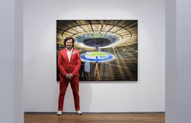 12 06 2024 Düsseldorf Munich-based artist and photographer Michael von Hassel at his VIP preview of the exhibition Cathedrals on the occasion of UEFA EURO 2024 at Galerie Anna Laudel Düsseldorf Galerie Anna Laudel North Rhine-Westphalia Germany