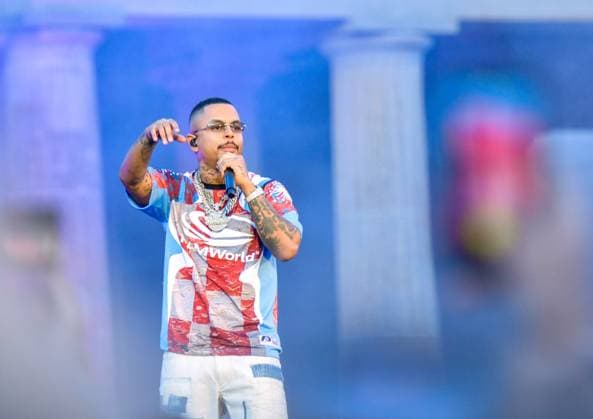 12 06 2024, xlakx, Entertainment, EM 2024 Fan Zone in Berlin at the Brandenburg Gate emspor, f l Rapper Luciano buergerl Patrick Großmann Performance in front of the BRANDENBURGER TOR Berlin