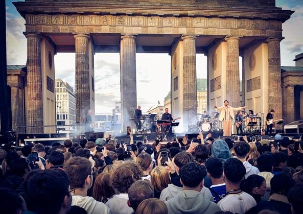 12 06 2024, xlakx, Entertainment, EM 2024 Fan Zone in Berlin at the Brandenburg Gate emspor, v l Alvaro Soler performance in front of the BRANDENBURGER TOR Berlin