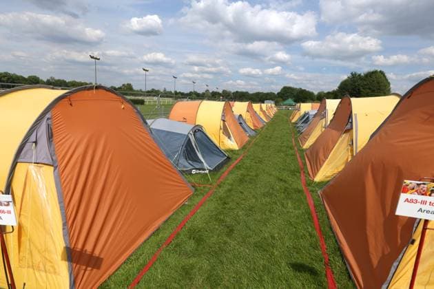 13 06 2024 Dortmund, A fan camp has been set up on a meadow at the Dortmund racecourse in the Wambel district with the support of the city Visitors to the UEFA Euro 2024 matches in Dortmund can spend the night here in prepared tents or bring and set up their own small tents