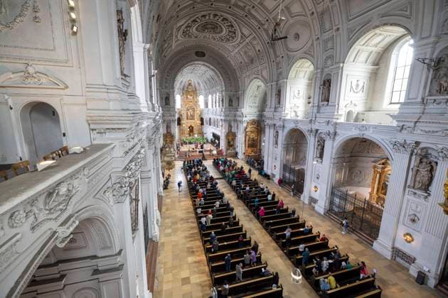 The German Bishops Conference and the Evangelical Church in Germany EKD have invited to an ecumenical service in St. Michaels Church in Munich on the day of the opening match of the Copyright: epd-bild TheoxKlein 240614_TK_Gottesdienst_47