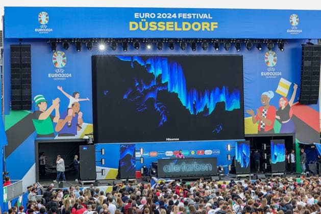 EURO 2024 Opening Fan Zone , DJ Alle Farben heats up the fans Düsseldorf Burgplatz Fanzone NRW Germany