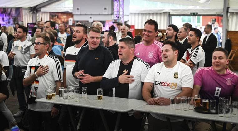Public viewing in Büderich FOR EDITORIAL PURPOSES ONLY EDITORIAL USE ONLY p Football fans watch the opening match of the European Football Championship in the Scützenzelt in Wesel Büderich on Friday, June 14, 2024 Photo Markus Weissenfels FUNKE Foto Services p Colorful Wesel Copyright MarkusxWeissenfels Copyright: MarkusxWeißenfels doc7vvc7ovd0yqync4yeis ,EDITORIAL USE ONLY Copyright: MarkusxWeißenfels
