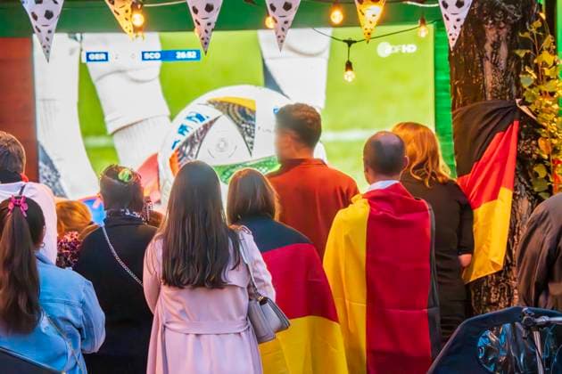 Public Viewing at Leopoldstraße, opening match Germany vs. Scotland, UEFA EURO 2024, Munich, June 14, 2024 Germany, Munich, June 14, 2024, German soccer fans at the Public Viewing at Leopoldstraße at the opening match Germany v