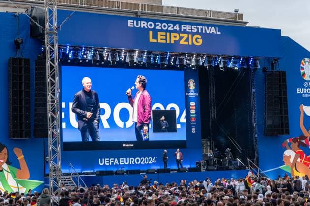 Kick-off to the European Football Championship in Germany More than 15,000 people gathered at augustusplatz in Leipzig to watch the opening match between Germany and Scotland in the official fan zone The evening was hosted by MDR presenter Tom Scheunemann Fanfest