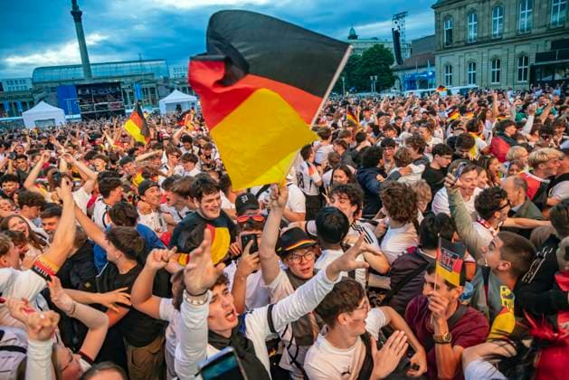 Public viewing in Stuttgart Germany Scotland 5 1 25,000 people celebrate the German national soccer team on the fan mile on Schlossplatz Motto for UEFA EURO 2024 The whole city a stadium 14 06 2024 Stuttgart, Baden Württemberg, Germany, Europe