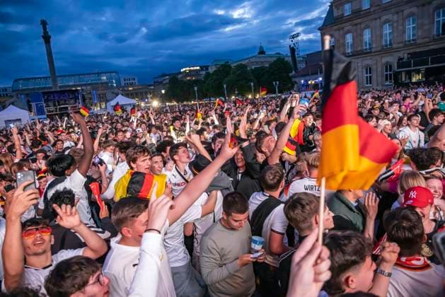 Public viewing in Stuttgart Germany Scotland 5 1 25,000 people celebrate the German national soccer team on the fan mile on Schlossplatz Motto for UEFA EURO 2024 The whole city a stadium 14 06 2024 Stuttgart, Baden Württemberg, Germany, Europe