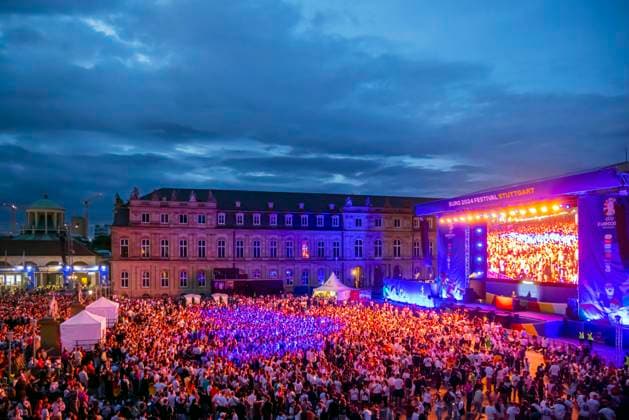Public viewing in Stuttgart Germany Scotland 5 1 25,000 people celebrate the German national soccer team on the fan mile on Schlossplatz Motto for UEFA EURO 2024 The whole city a stadium 14 06 2024 Stuttgart, Baden Württemberg, Germany, Europe