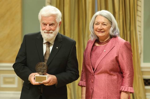 June 14, 2024, Ottawa, On, Canada: Terry Mosher, a political cartoonist, is awarded the Michener-Baxter Award by Governor General Mary Simon at the Michener Awards Ceremony at Rideau Hall in Ottawa, on Friday, June 14, 2024. Ottawa Canada  - ZUMAc35_ 20240614_zaf_c35_089 Copyright: xPatrickxDoylex