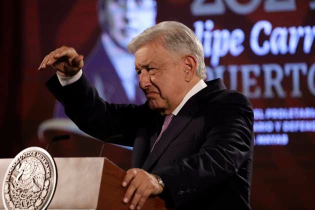 Outgoing MexicoÃ¢â‚¬â ¢s President, Andres Manuel Lopez Obrador, speaking about the fact that the reform of the Judiciary seeks to take power away from organized crime during a briefing conference at National Palace. Lopez Obrador announces that it will be his last press conference. Mexico City Mexico - ZUMAe321 20240614_zia_e321_016 Copyright: xLuisxBarronx