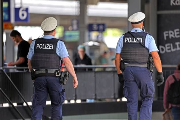 Federal police at stations during the European Championships Federal police patrol Essen Central Station for security and control during the European Football Championship 2024 Numerous journeys to the stadiums in Gelsenkirchen and Dortmund will take place from Essen Essen North Rhine-Westphalia Germany Central Station