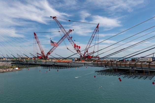 June 15, 2024, Detroit, Michigan, USA: Detroit, Michigan USA -15 June 2024 - The last deck section has been put in place on the Gordie Howe International Bridge, linking Detroit with Windsor, Ontario across the Detroit River. The bridge is expected to open in 2025. Detroit USA - ZUMAw66_ 20240615_zaf_w66_002 Copyright: xJimxWestx
