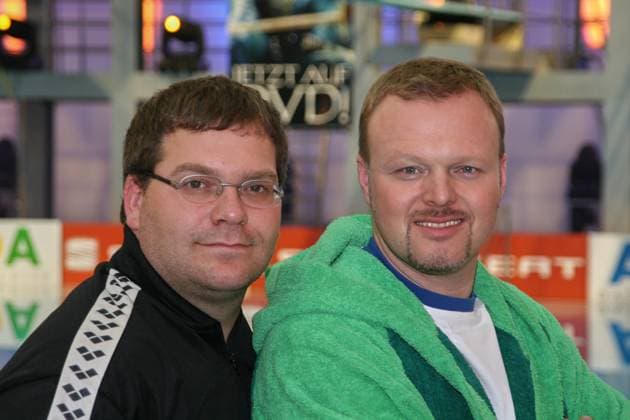 PK TV total high diving 2005 Elton Alexander Duszat and Stefan Raab Press conference PK to the Great TV total high diving 2005 in the Swim and Diving Hall at Europasportpark SSE in Berlin on 25 11 2005