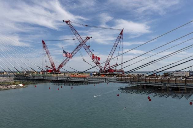 Detroit, Michigan USA 15 June 2024, The Load Deck Section has been Put in Place ON The Gordie Howe International Bridge, Linking Detroit With Windsor, Ontario across The Detroit River The Bridge IS expected to Open in 2025 Copyright: imageBROKER JimxWest ibljiw10800653.jpg