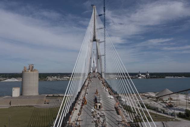 Detroit, Michigan USA 15 June 2024, The Load Deck Section has been Put in Place ON The Gordie Howe International Bridge, Linking Detroit With Windsor, Ontario across The Detroit River The Bridge IS expected to Open in 2025 Copyright: imageBROKER JimxWest ibljiw10800659.jpg