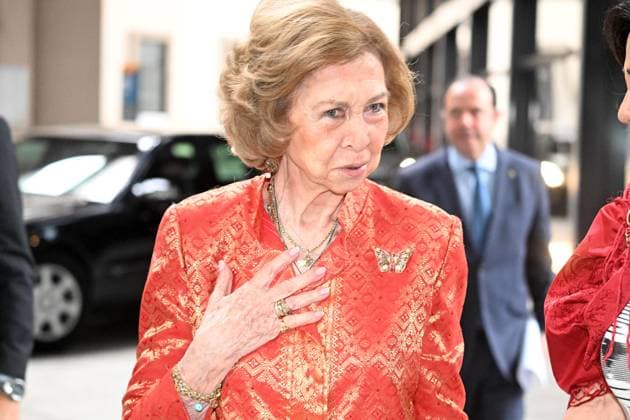 Queen Sofia at the closing ceremony of academic year of Reina Sofia school of Music Queen Sofia on her arrival at the 8th annual meeting of the International Circle held at the Museo Nacional Centro de Arte Reina Sofia, June 18, 2024, in Madrid, Spain. Photo by Jose Oliva Europa Press ABACAPRESS.COM Madrid Spain  Copyright: xEuropaxPress ABACAx