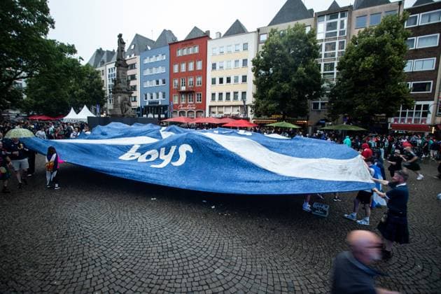 UEFA EURO 2024 in Cologne, Public Viewing in Cologne, Fan Zone at Heumarkt, Altermarkt Although Public Viewing was canceled, fans of Scotland UEFA EURO 2024 in Cologne, Public Viewing in Cologne, Fan Zone at Heumarkt, Altermarkt Cologne Downtown NRW Germany Copyright: xBEAUTIFULxSPORTS Buriakovx