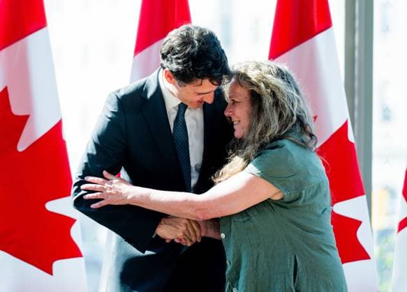 June 18, 2024, Ottawa, On, Canada: Prime Minister Justin Trudeau embraces teacher Lesley McRae of Highlands Early Learning Centre in North Vancouver B.C., during the Prime Minister s Awards for Teaching Excellence and Teaching Excellence in STEM in Ottawa, on Tuesday, June 18, 2024. Ottawa Canada  - ZUMAc35_ 20240618_zaf_c35_132 Copyright: xSpencerxColbyx